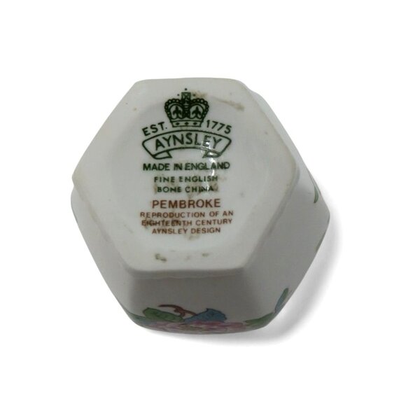 AYNSLEY PEMBROKE Hexagonal Small Vase Floral Bird England Vintage 3.5" - Picture 8 of 10